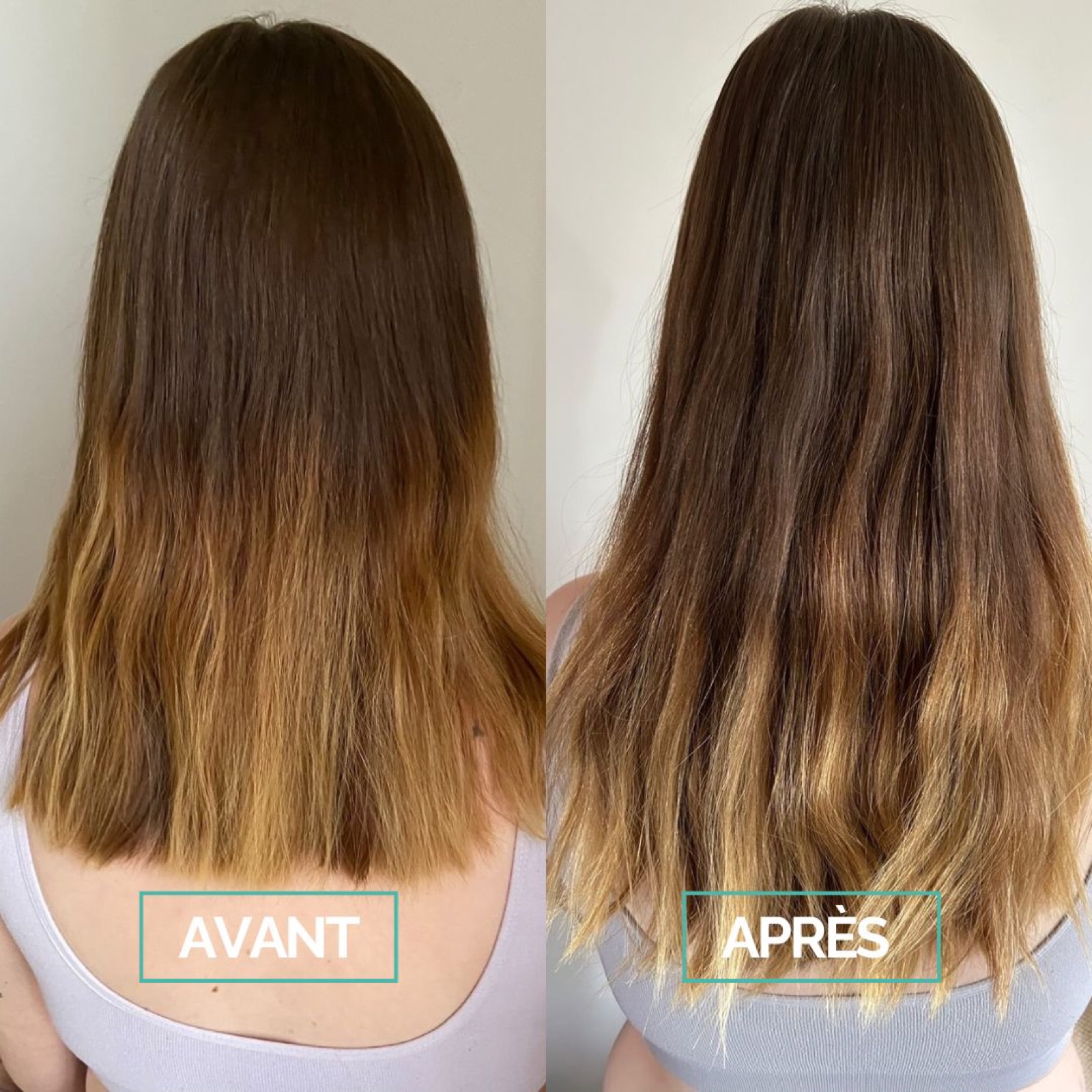Avant / Après — résultats de la cure In Haircare en 6 mois